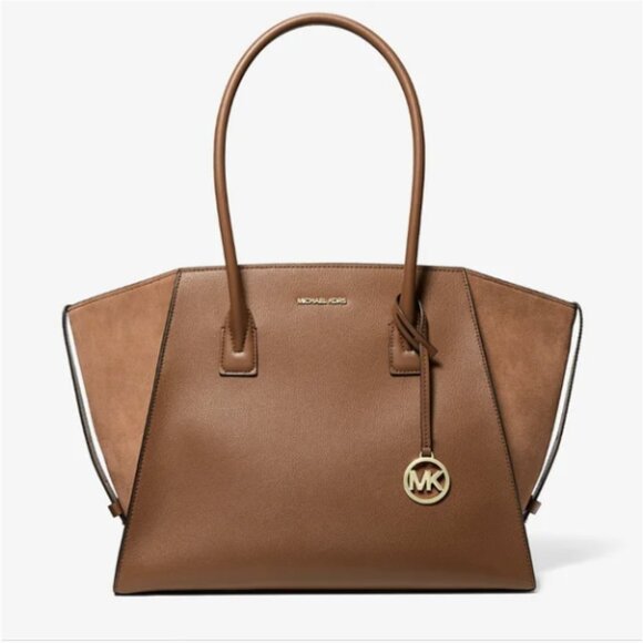 Michael Kors Avril Extra-Large Leather and Suede Tote Bag Brown NWT - Picture 1 of 6